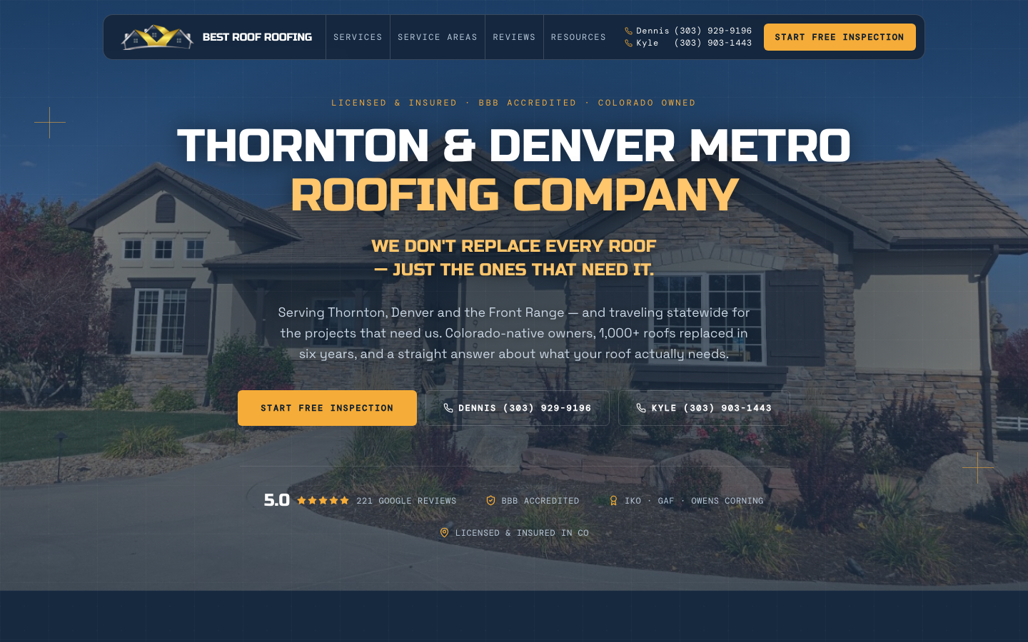 Best Roof Roofing website screenshot
